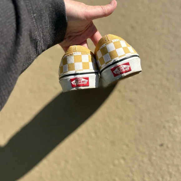 Vans Yellow Checkered Slip-On Shoes - Picture 5 of 5
